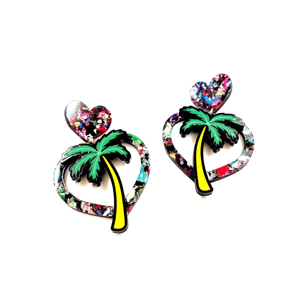 Haus of Dizzy Hawaiian Palm Heart Earrings