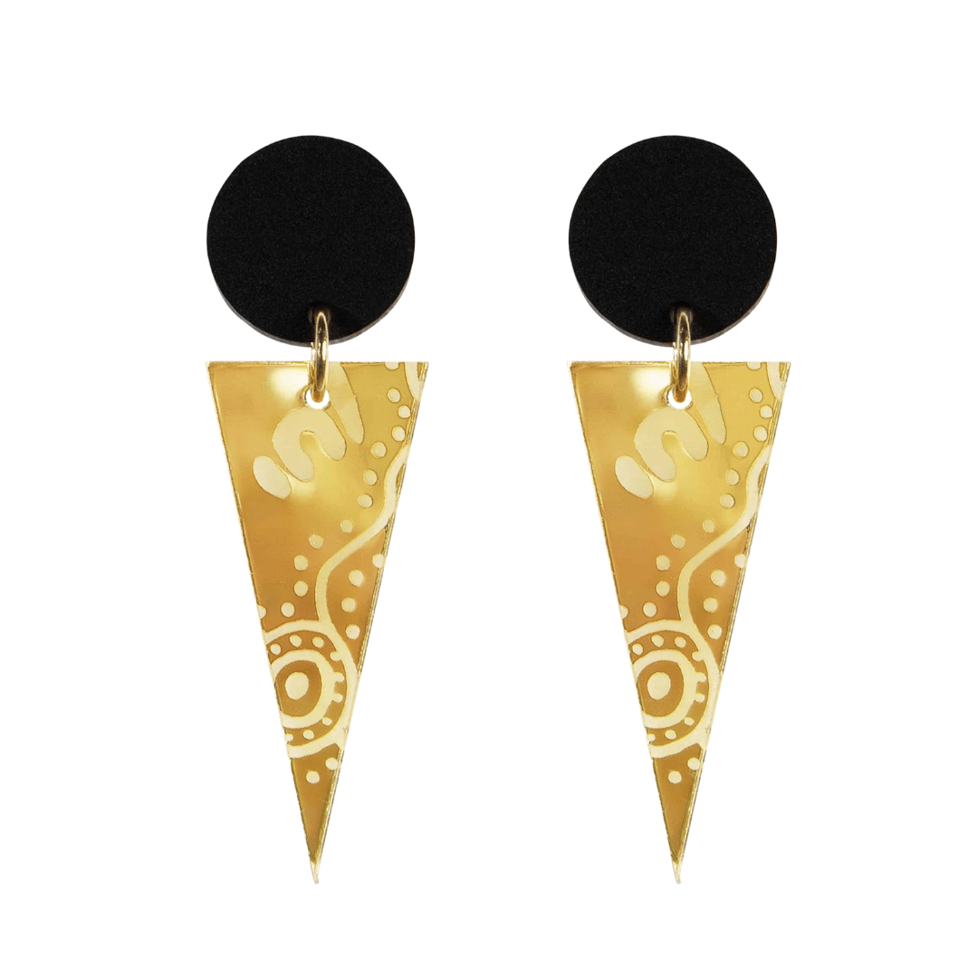 Haus of Dizzy 'Wiradjuri Yinaa' Mirror Cone Earrings