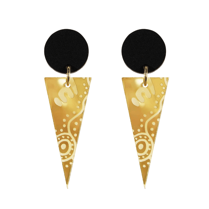 Haus of Dizzy 'Wiradjuri Yinaa' Mirror Cone Earrings