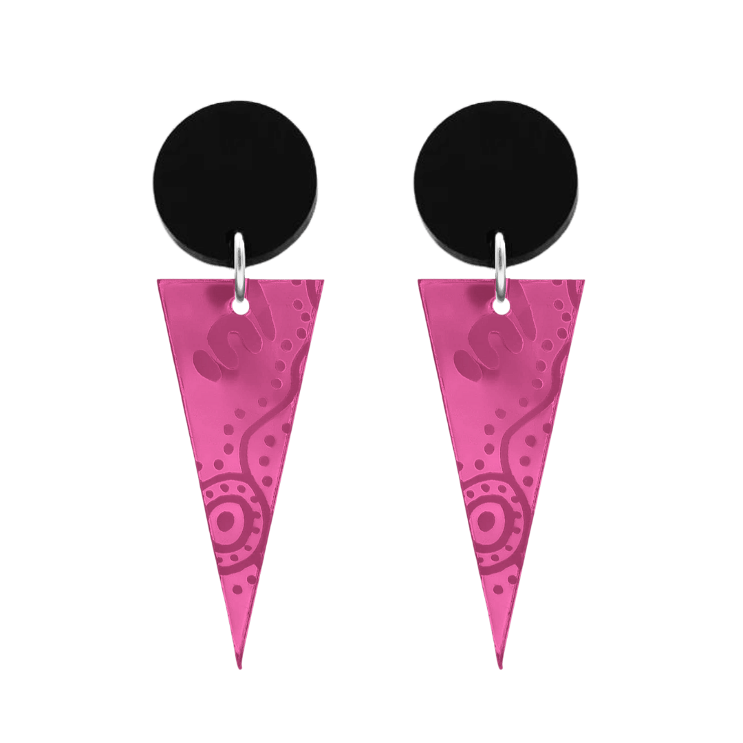 Haus of Dizzy 'Wiradjuri Yinaa' Mirror Cone Earrings