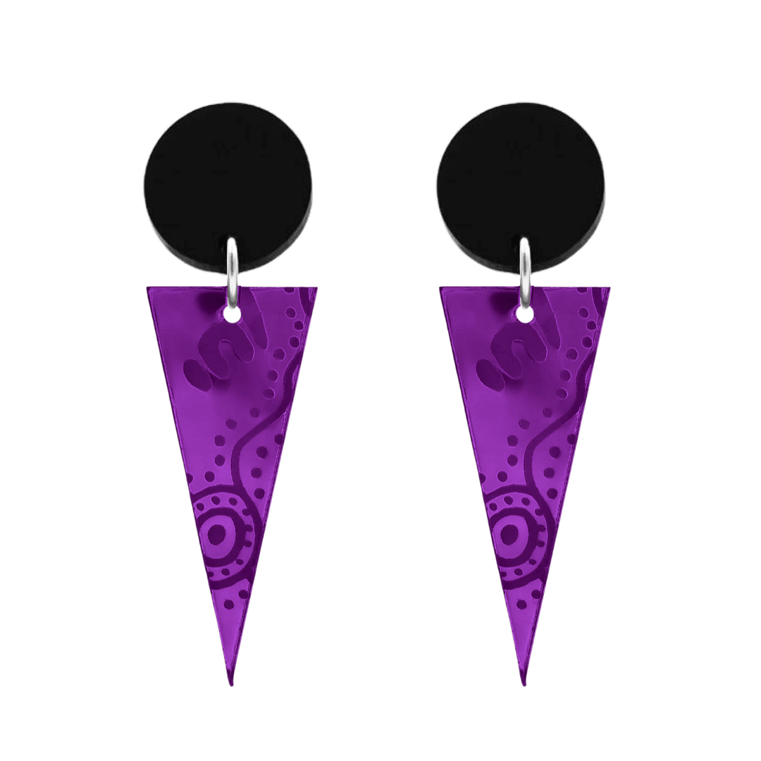 Haus of Dizzy 'Wiradjuri Yinaa' Mirror Cone Earrings