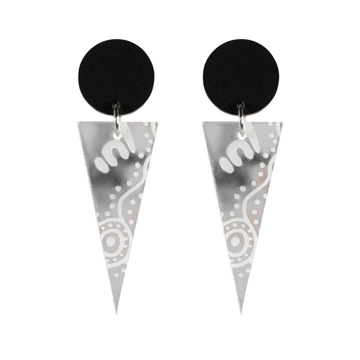 Haus of Dizzy 'Wiradjuri Yinaa' Mirror Cone Earrings