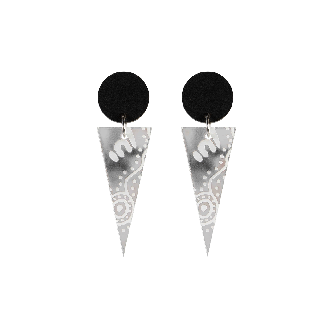 Haus of Dizzy 'Wiradjuri Yinaa' Mirror Cone Earrings