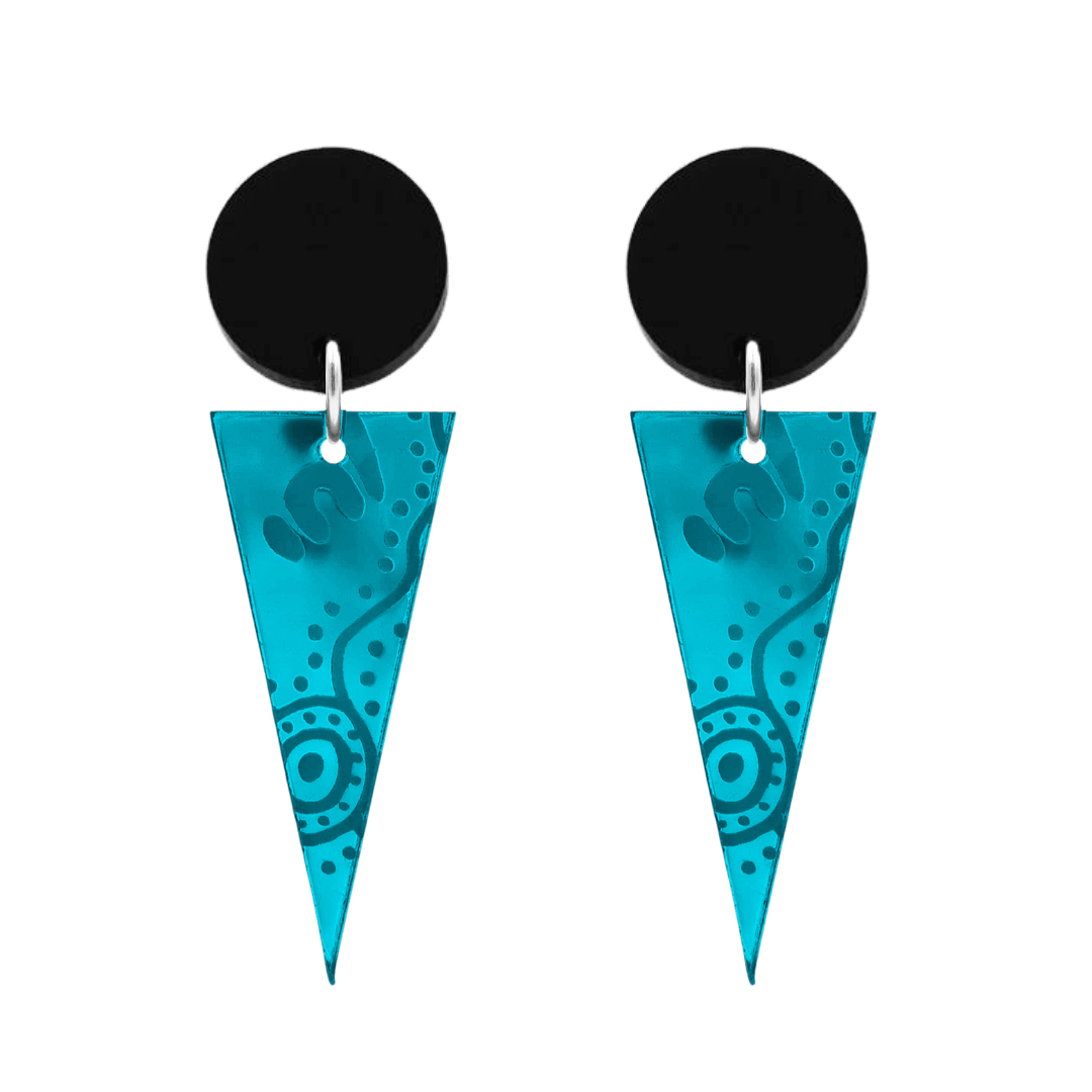 Haus of Dizzy 'Wiradjuri Yinaa' Mirror Cone Earrings