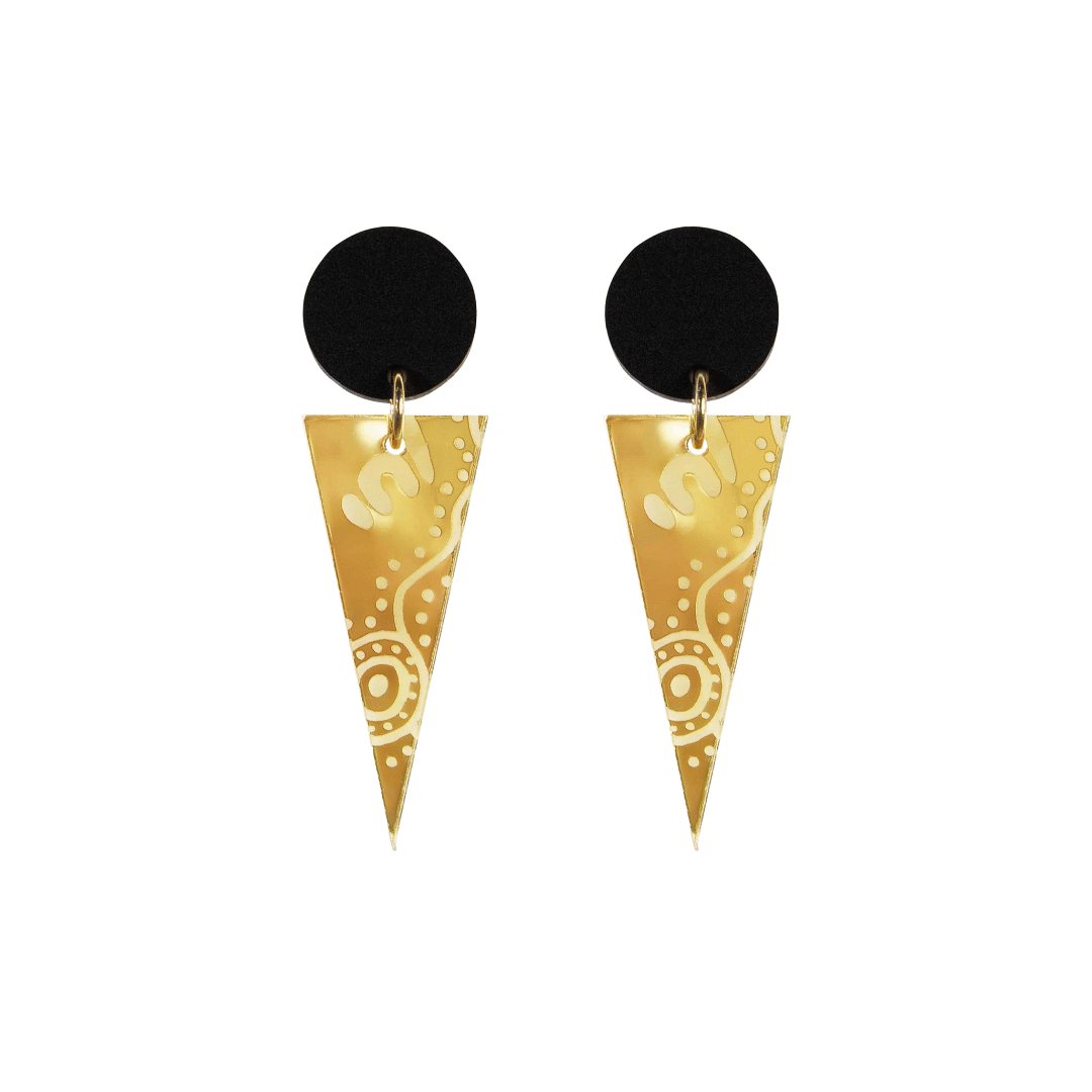 Haus of Dizzy 'Wiradjuri Yinaa' Mirror Cone Earrings
