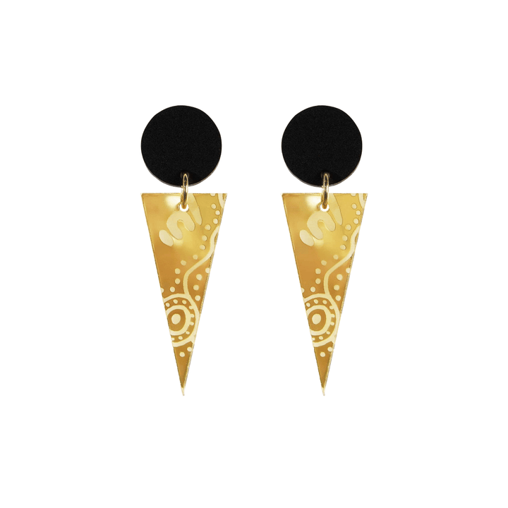 Haus of Dizzy 'Wiradjuri Yinaa' Mirror Cone Earrings