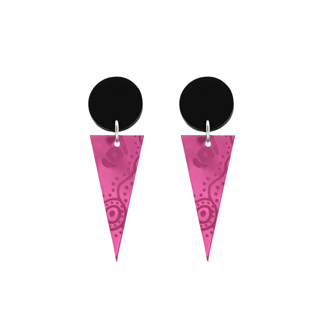 Haus of Dizzy 'Wiradjuri Yinaa' Mirror Cone Earrings