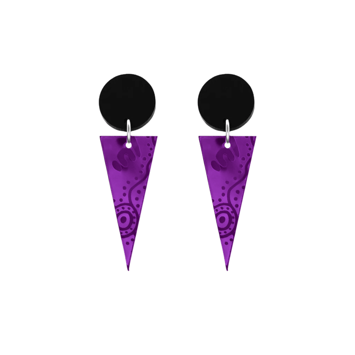 Haus of Dizzy 'Wiradjuri Yinaa' Mirror Cone Earrings