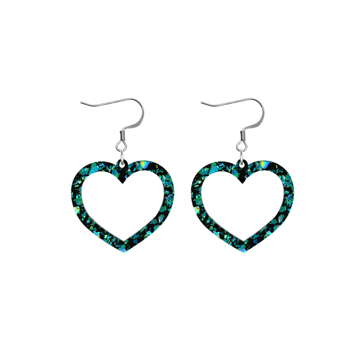 haus of dizzy signature barbie heart design with green reflective chunky glitter speckled design size small with hooks no heart tops