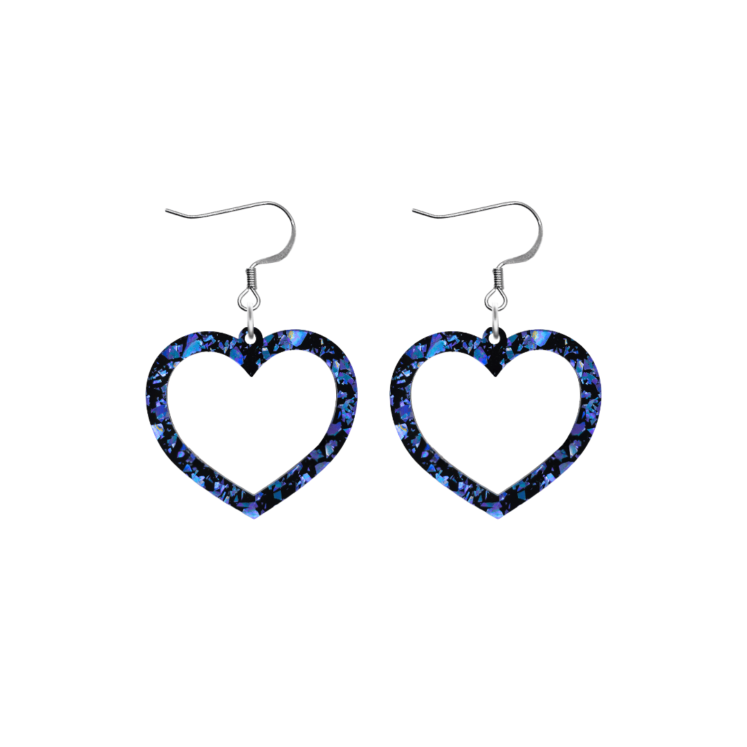 haus of dizzy signature barbie heart design with deep blue reflective chunky glitter speckled design size small with hooks no heart tops