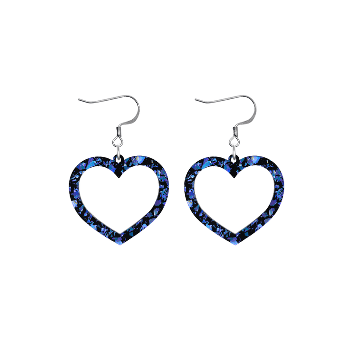 haus of dizzy signature barbie heart design with deep blue reflective chunky glitter speckled design size small with hooks no heart tops