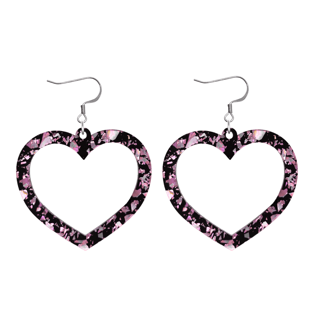 haus of dizzy signature barbie heart design with light pink reflective chunky glitter speckled design size large with hooks no heart tops