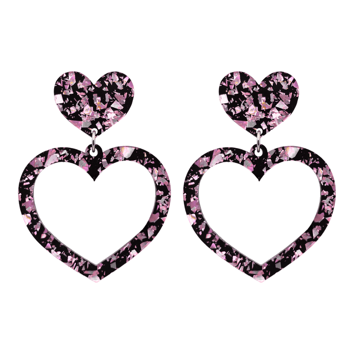 haus of dizzy signature barbie heart design with light pink reflective chunky glitter speckled design size large