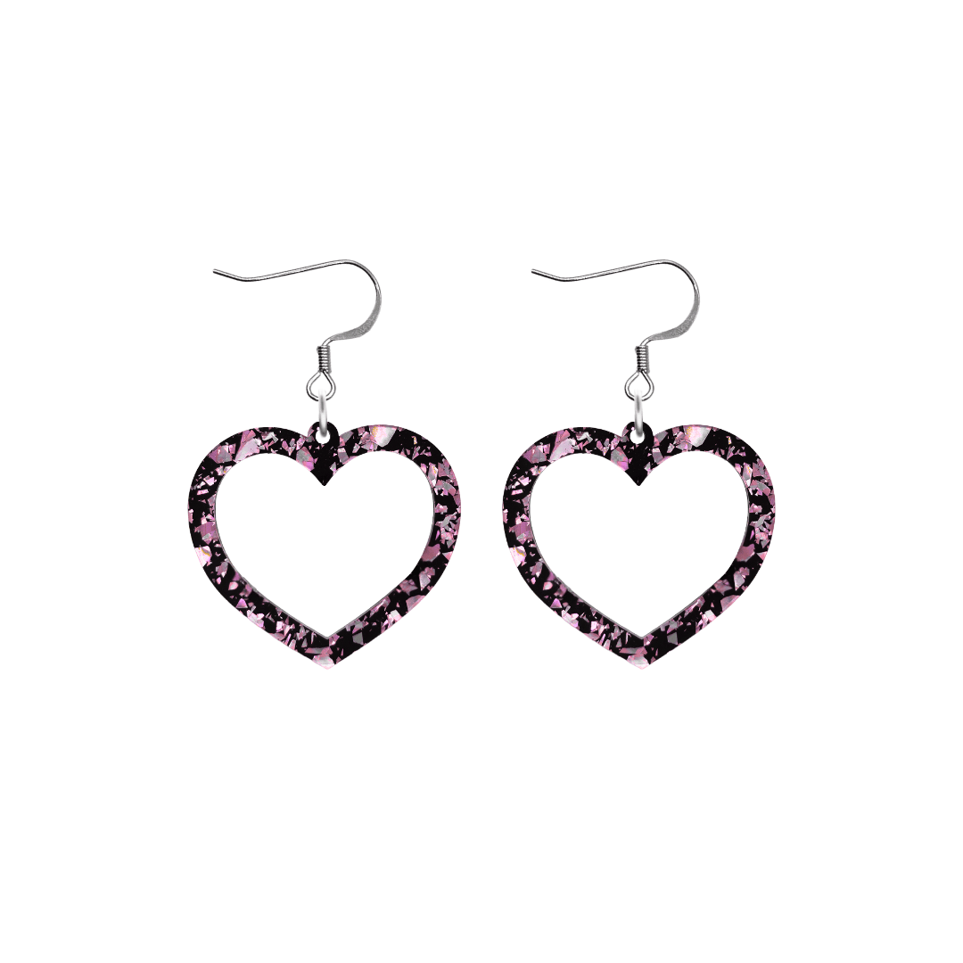 haus of dizzy signature barbie heart design with light pink reflective chunky glitter speckled design size small with hooks no heart tops