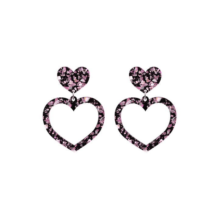 haus of dizzy signature barbie heart design with light pink reflective chunky glitter speckled design size small