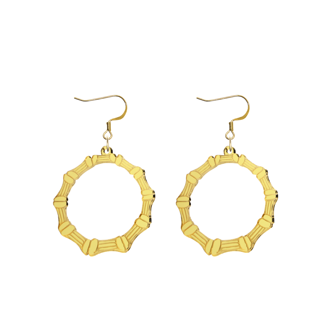 haus of dizzy acrylic gold mirror plain bamboo hoops with hooks no stud tops size small