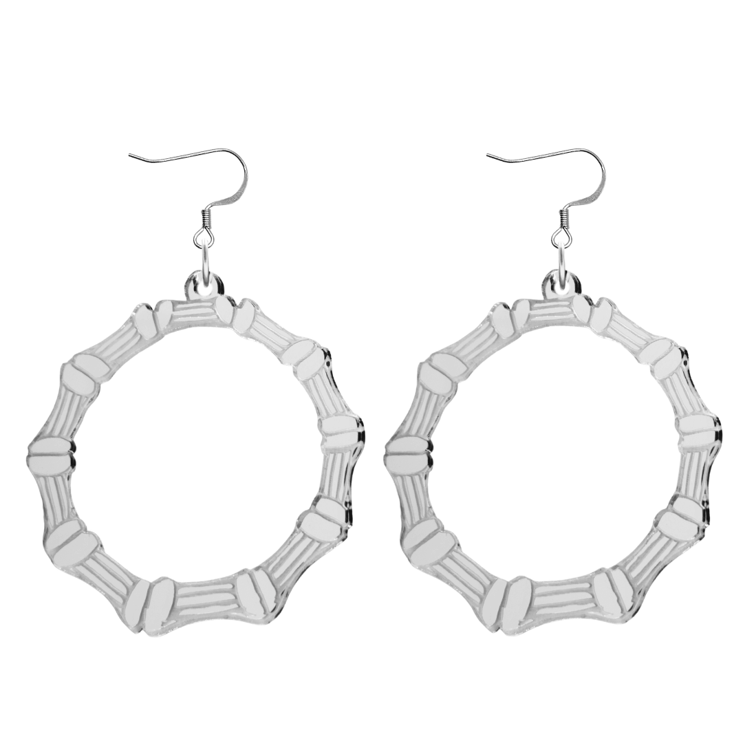haus of dizzy acrylic silver mirror plain bamboo hoops with hooks no stud tops size large