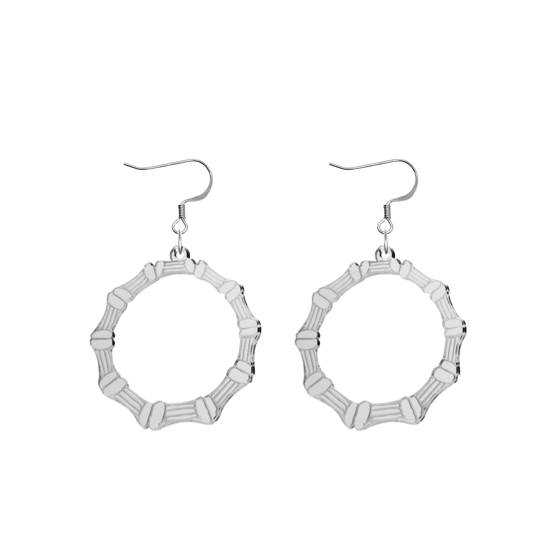 haus of dizzy acrylic silver mirror plain bamboo hoops with hooks no stud tops size large