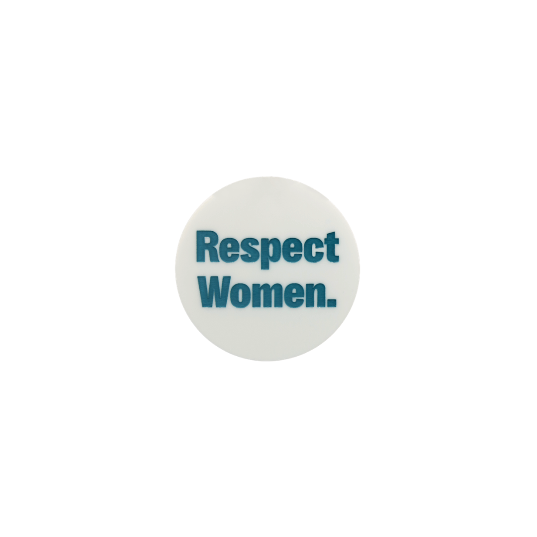 an image of haus of dizzys new badge that reads 'Respect Women.' in bold hand painted green lettering