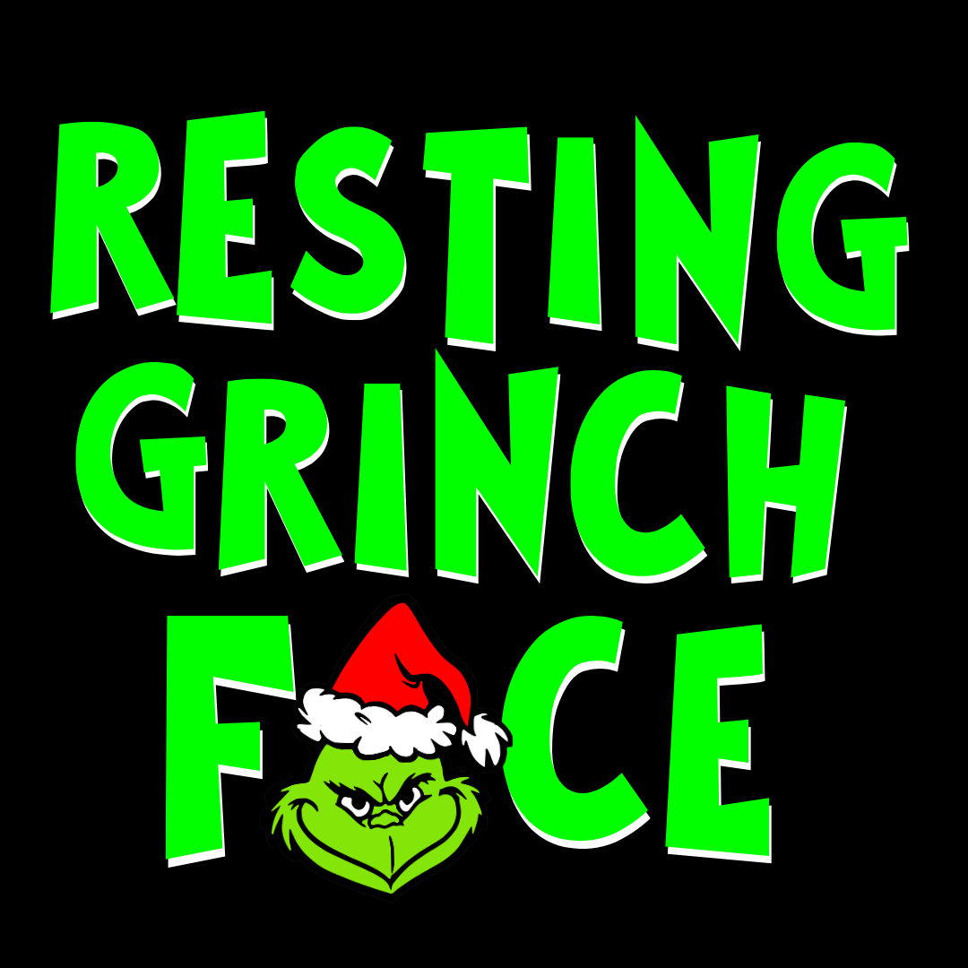 haus of dizzy resting grinch face christmas greeting card