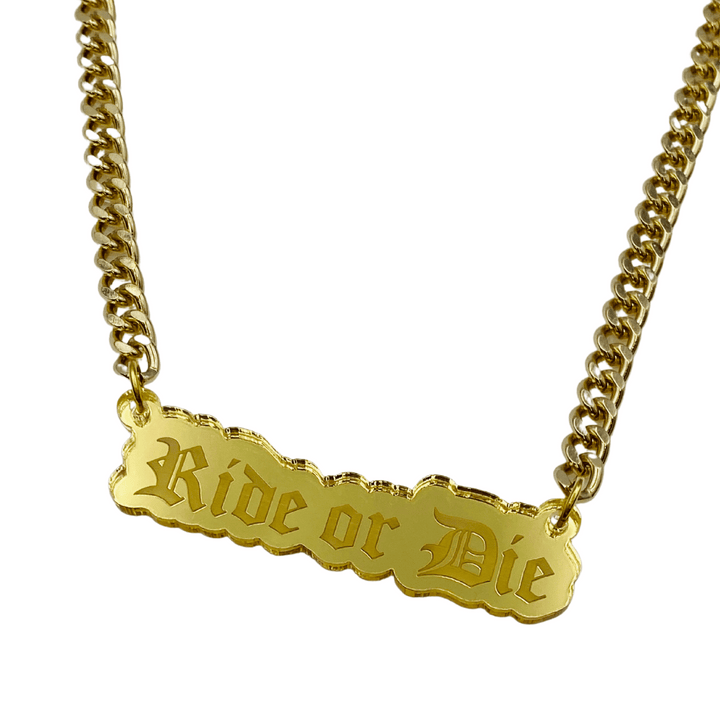 Haus of Dizzy 'Ride or Die' Plate Necklace