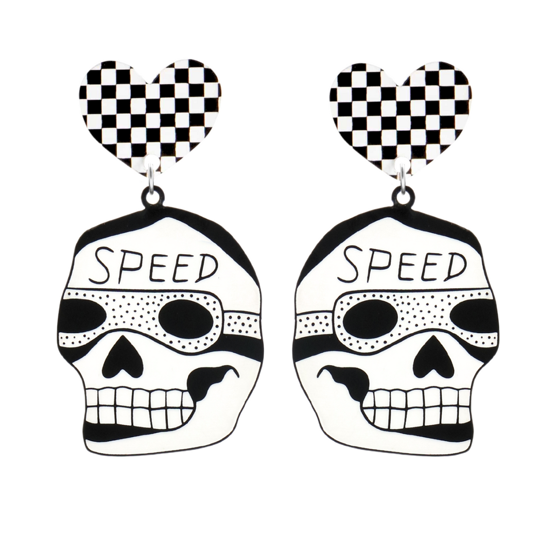 Haus of Dizzy x Roxxi's Poolroom 'Speed Skull' Earrings