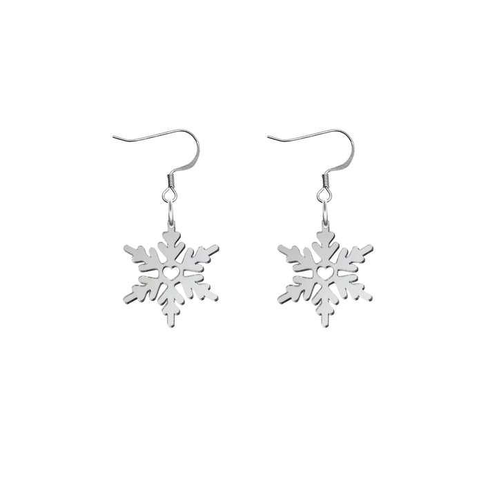 haus of dizzy silver mirror snowflake earrings with silver hooks size small