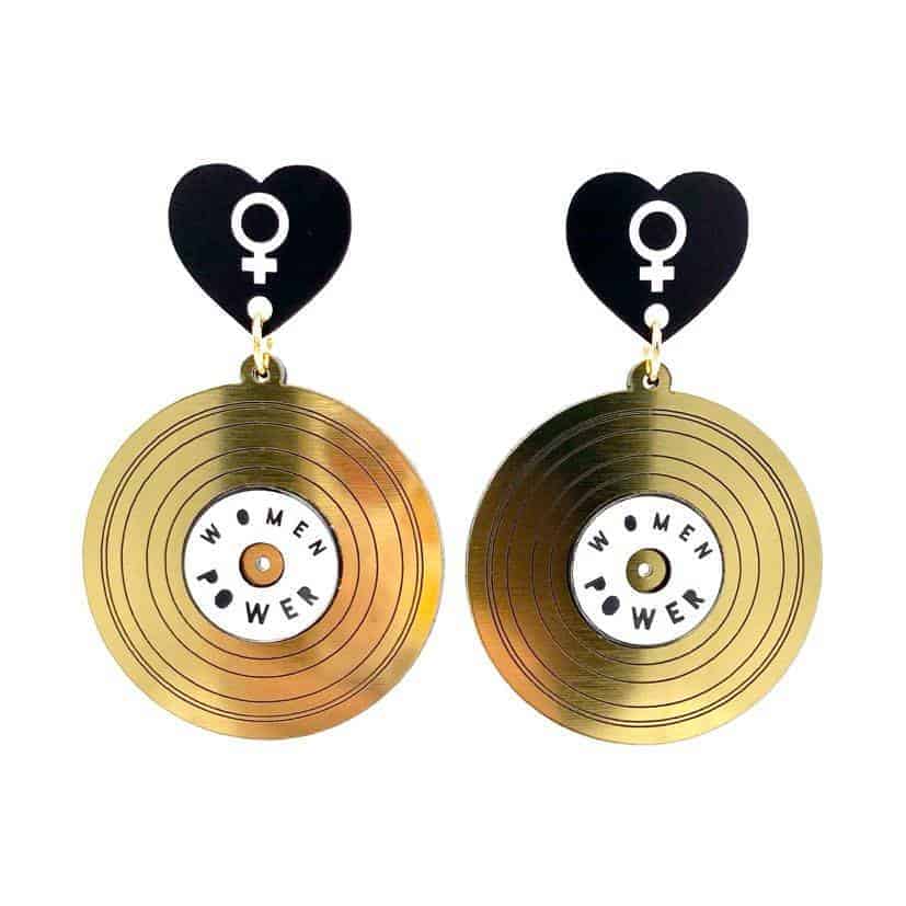Haus of Dizzy 'Women Power' Gold Records Earrings