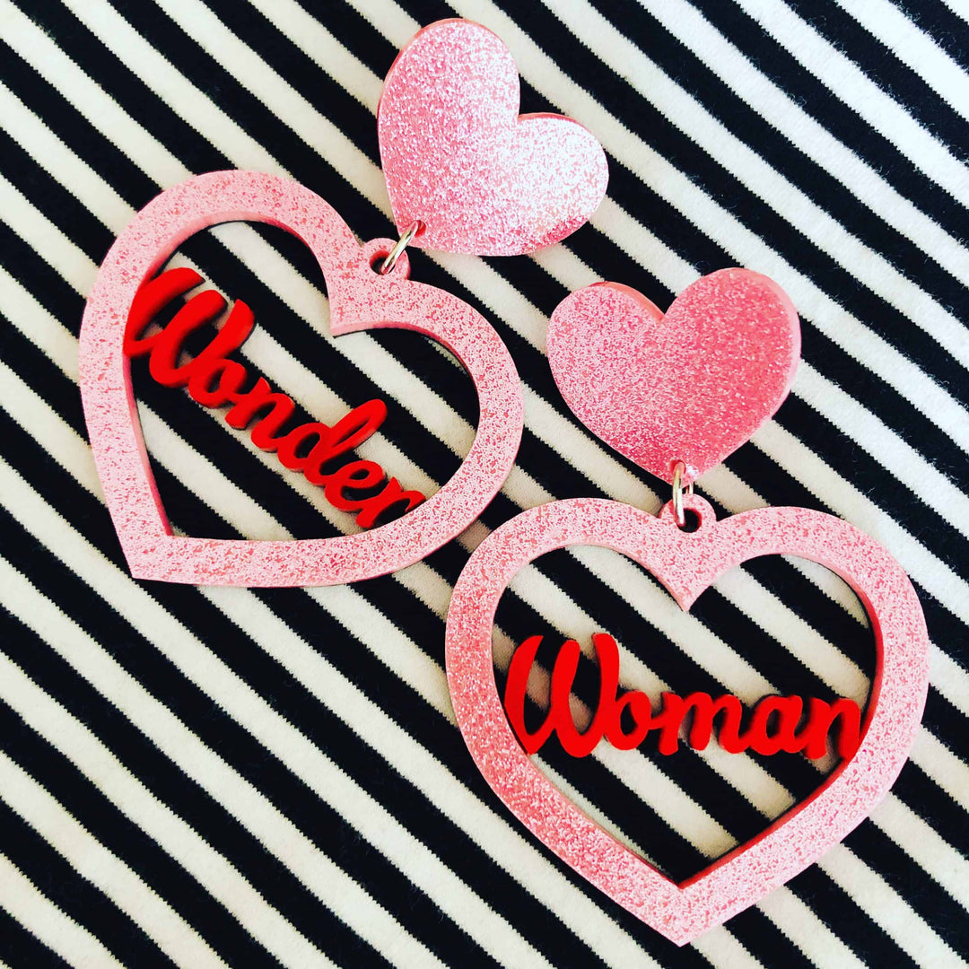 Wonder Woman Heart Earrings