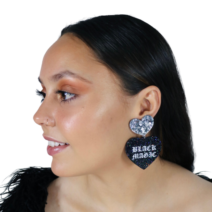 Haus of Dizzy 'Black Magic' Heart Earrings