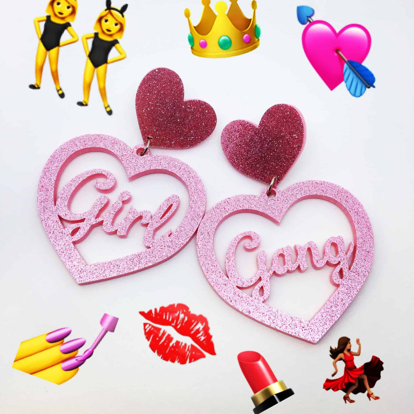 Girl Gang Pink Heart Earrings