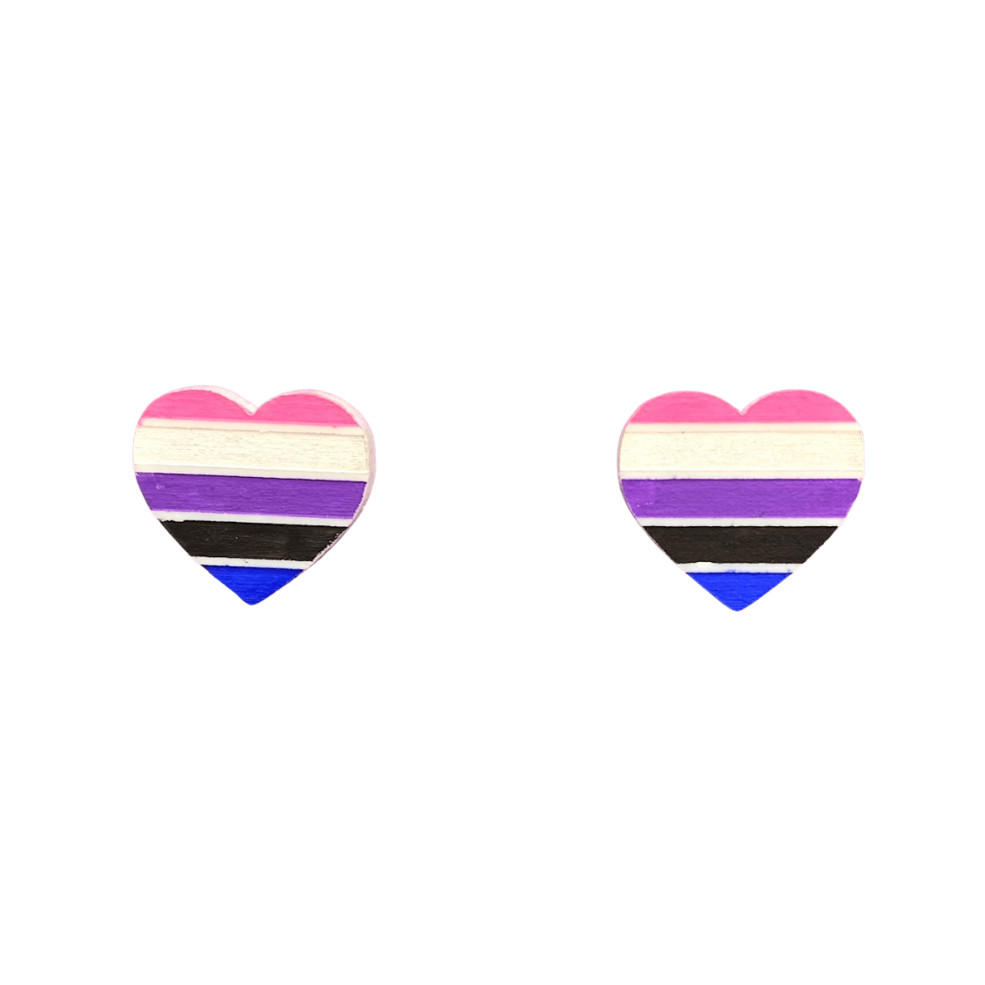 An Image of hand painted Gender Fluid Pride Flag on acrylic Studs
