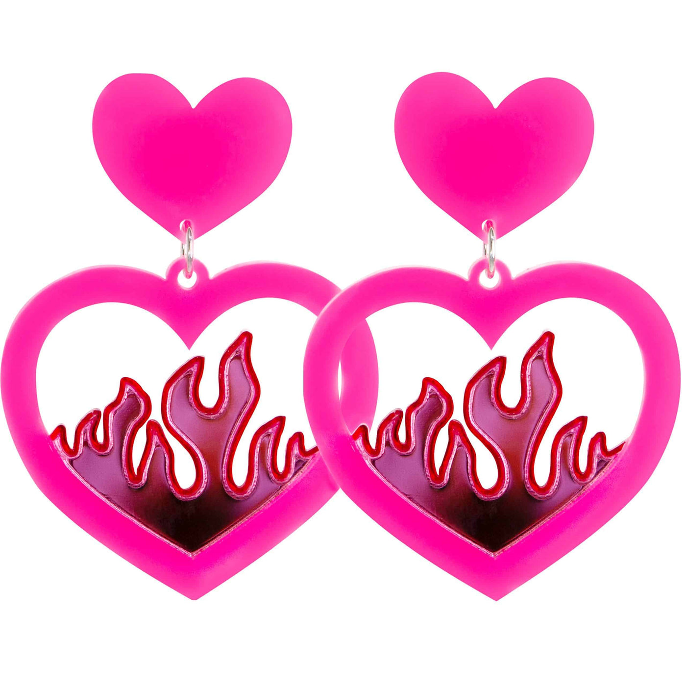 Haus of Dizzy Neon Flame Heart Earrings