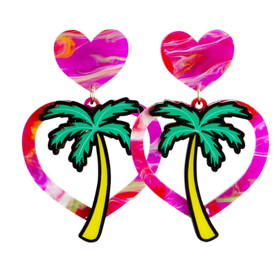 Haus of Dizzy Hawaiian Sunset Heart Earrings