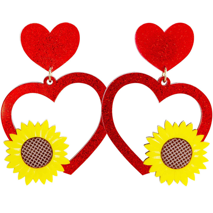 Haus of Dizzy Sunflower Heart Earrings