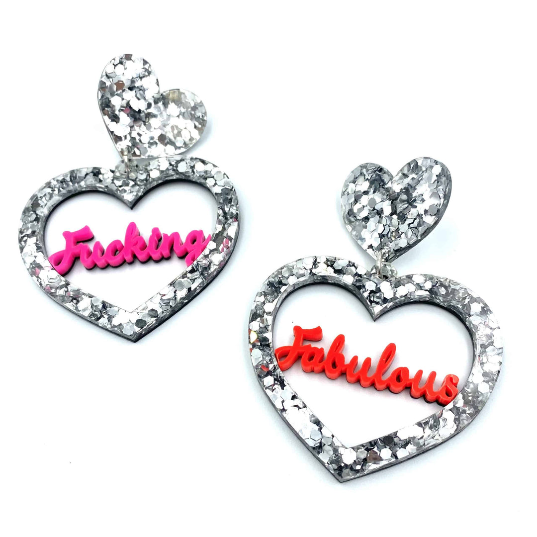 Haus of Dizzy 'Fucking Fabulous' Heart Earrings