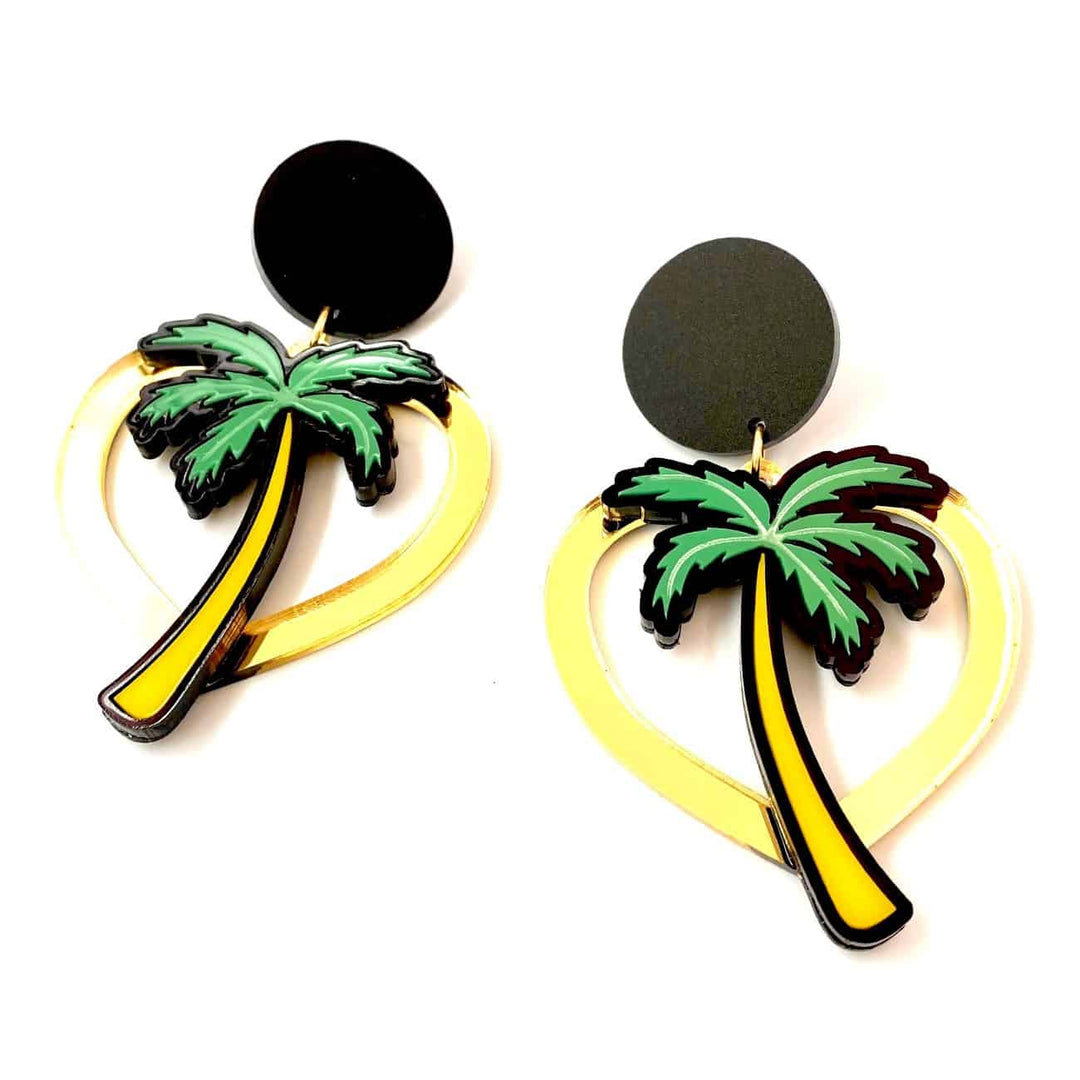 Haus of Dizzy Mirrored Hawaiian Heart Earrings