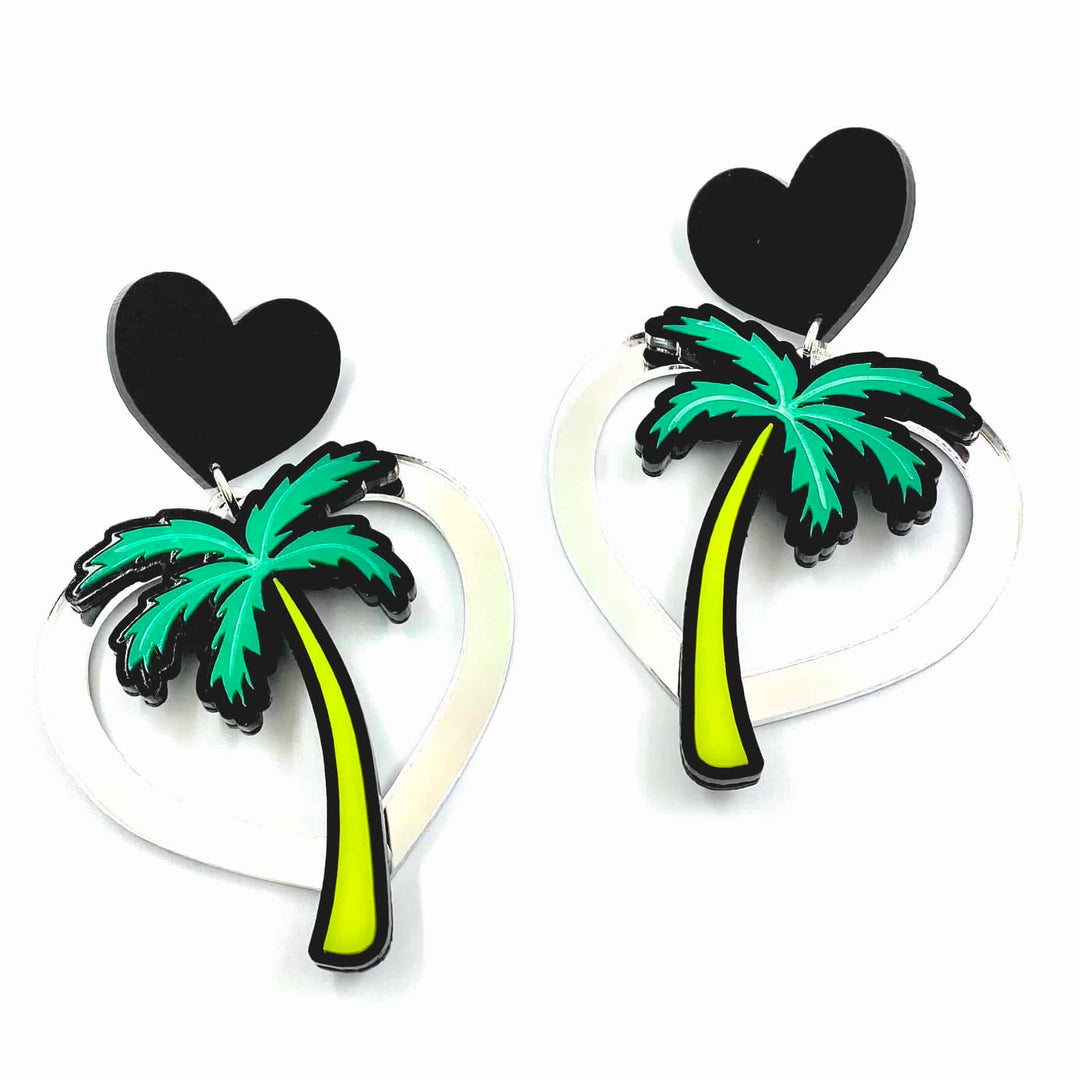 Haus of Dizzy Mirrored Hawaiian Heart Earrings