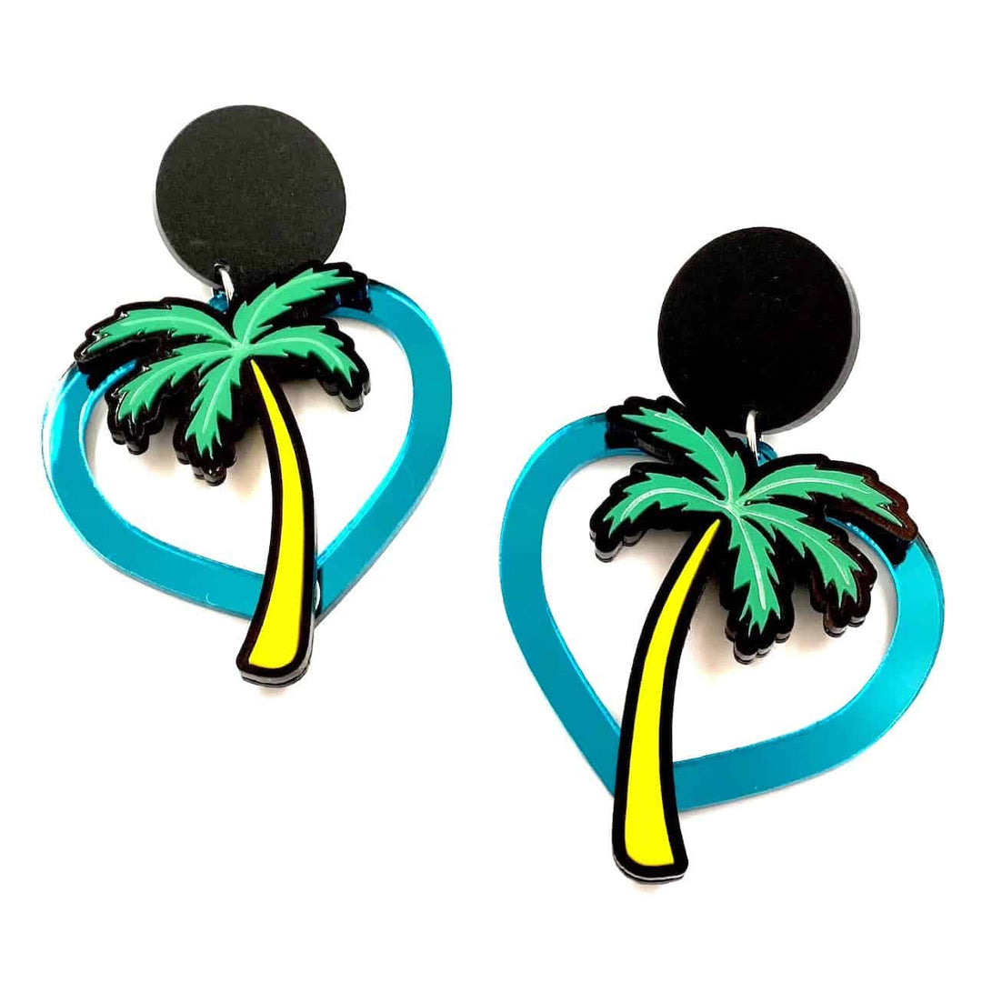 Haus of Dizzy Mirrored Hawaiian Heart Earrings