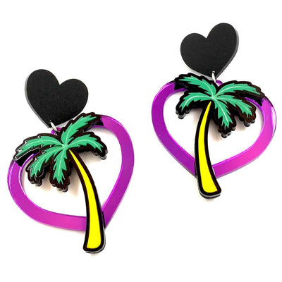 Haus of Dizzy Mirrored Hawaiian Heart Earrings