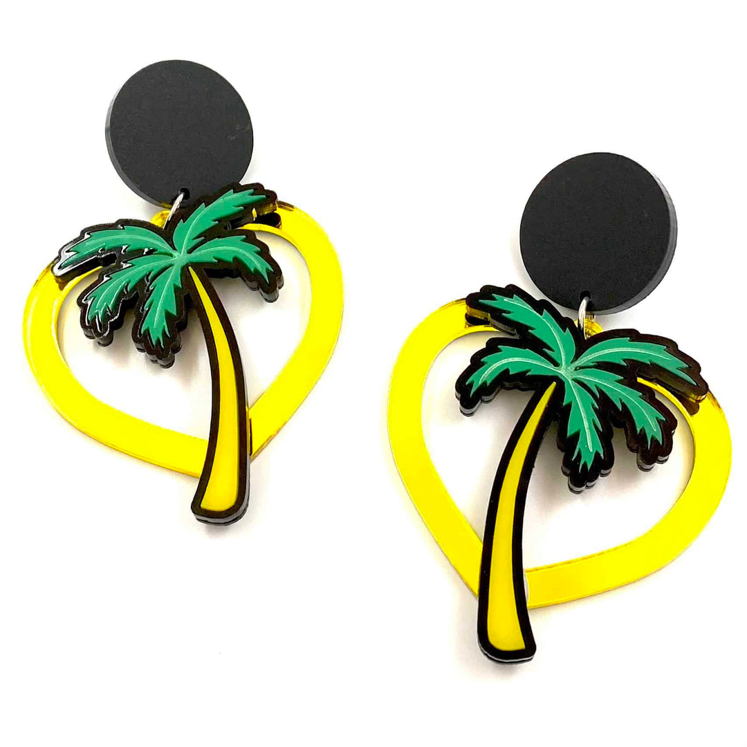 Haus of Dizzy Mirrored Hawaiian Heart Earrings