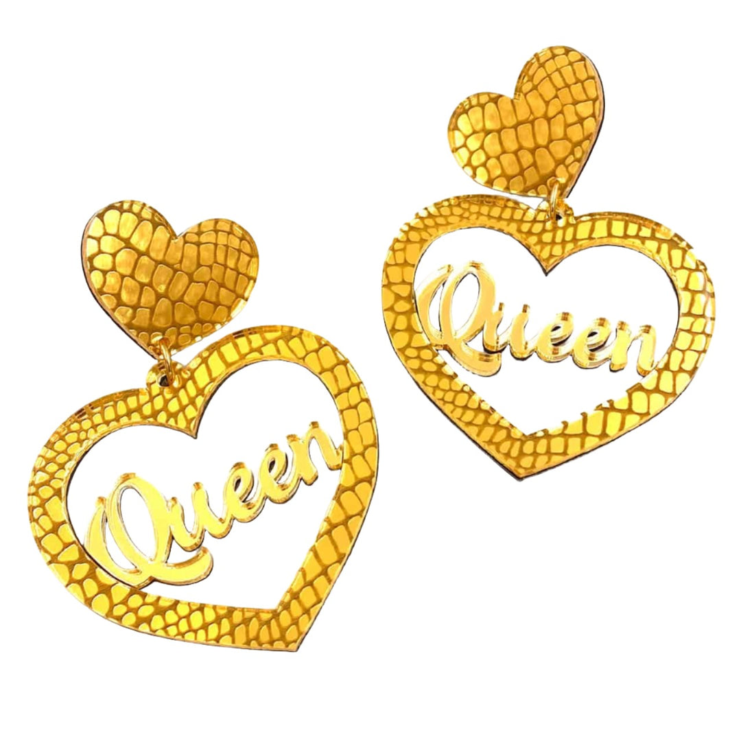 Haus of Dizzy 'Croc Queen' Mirror Heart Earrings