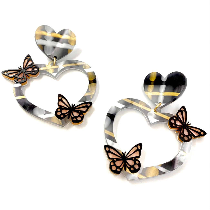 Haus of Dizzy Butterfly Plaid Heart Earrings 🦋