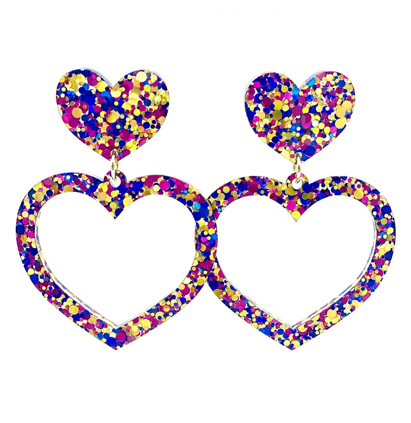 Haus of Dizzy Confetti Barbie Heart Earrings