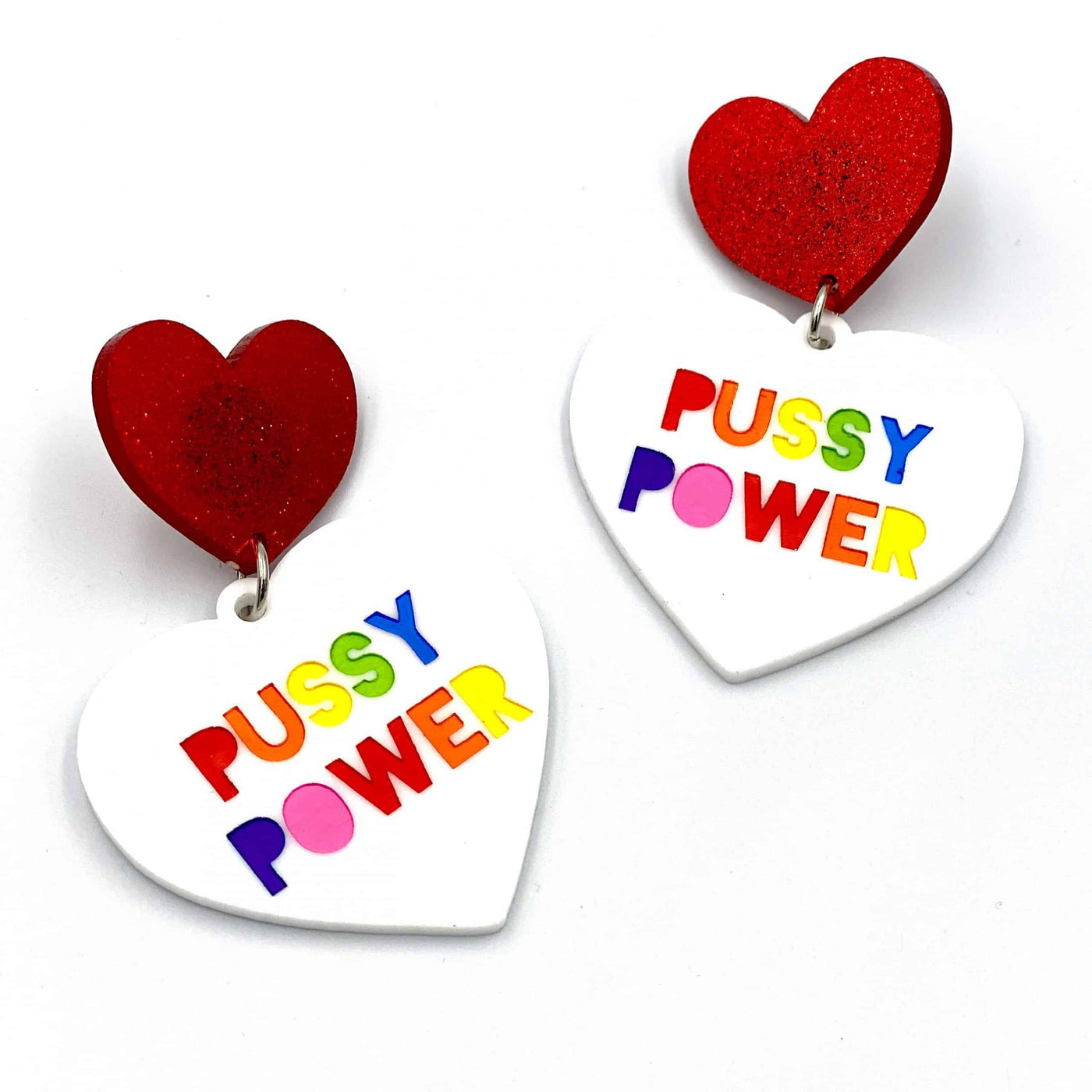 Haus of Dizzy 'Pussy Power' Red Heart Earrings