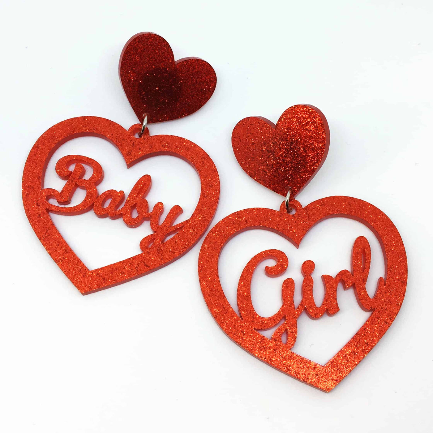 Baby Girl Red Heart Earrings