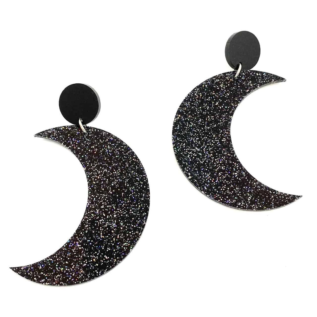 Haus of Dizzy Glitter Crescent Moon Earrings