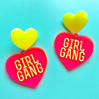 Haus of Dizzy 'Girl Gang' Neon Heart Earrings