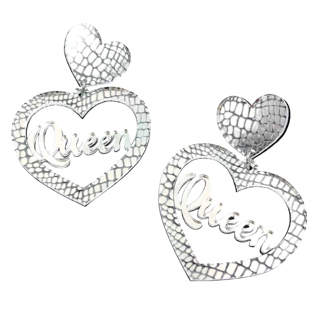 Haus of Dizzy 'Croc Queen' Mirror Heart Earrings