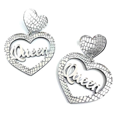 Haus of Dizzy 'Croc Queen' Mirror Heart Earrings